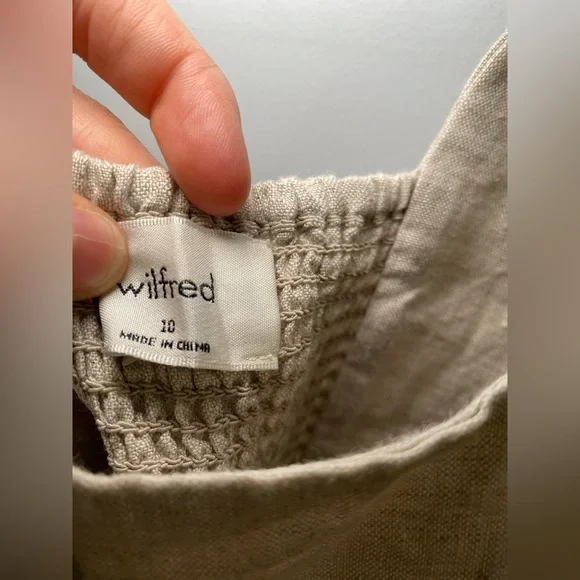 Aritzia Wilfred New Saturn Natural Linen Wrap Midi Dress Size 10 - Picture 6 of 16